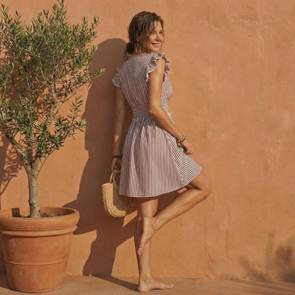 Arelia | Vestido Corto Rayas Volantes