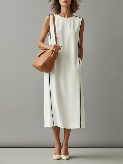 Clarisse | Vestido con Ribete en Contraste y Bolsillos Laterales