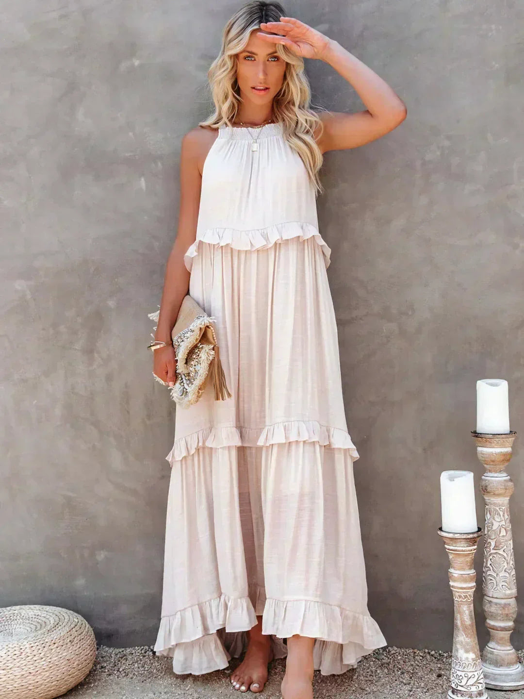 Clarette | Vestido Halter Volantes