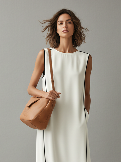 Clarisse | Vestido con Ribete en Contraste y Bolsillos Laterales