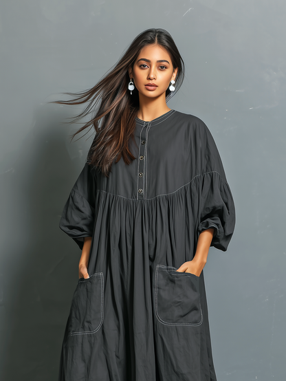 Umbra | Vestido Largo Holgado de Manga Media