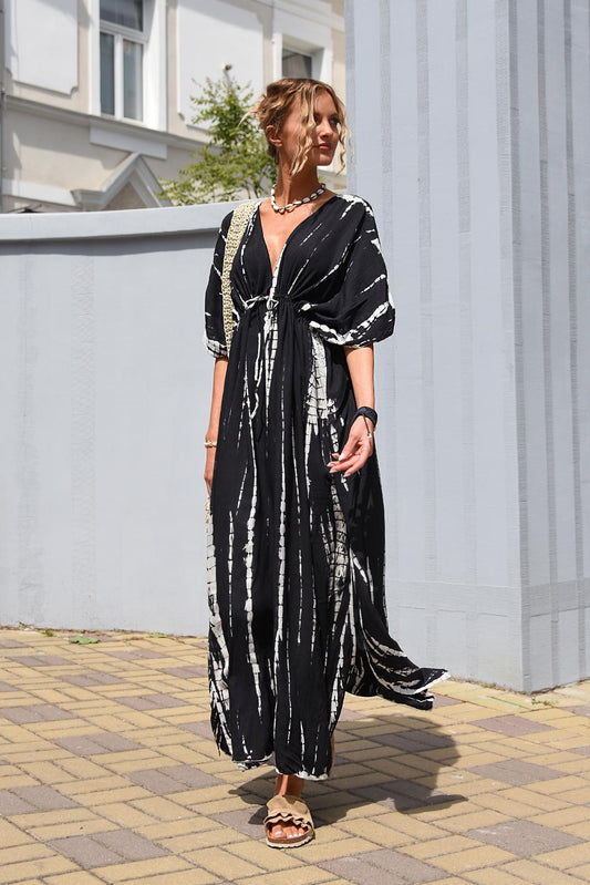 Zarelle | Vestido Largo Relieve Rayas