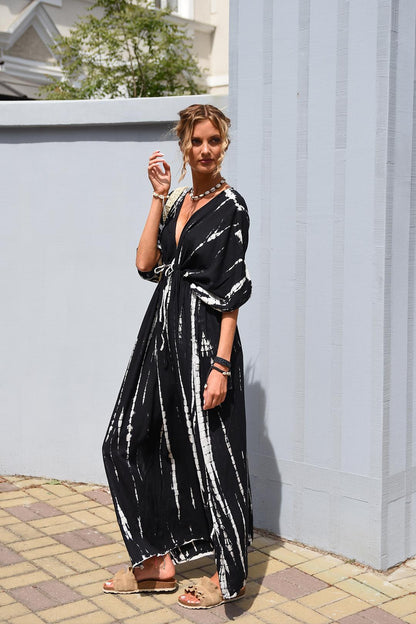 Zarelle | Vestido Largo Relieve Rayas