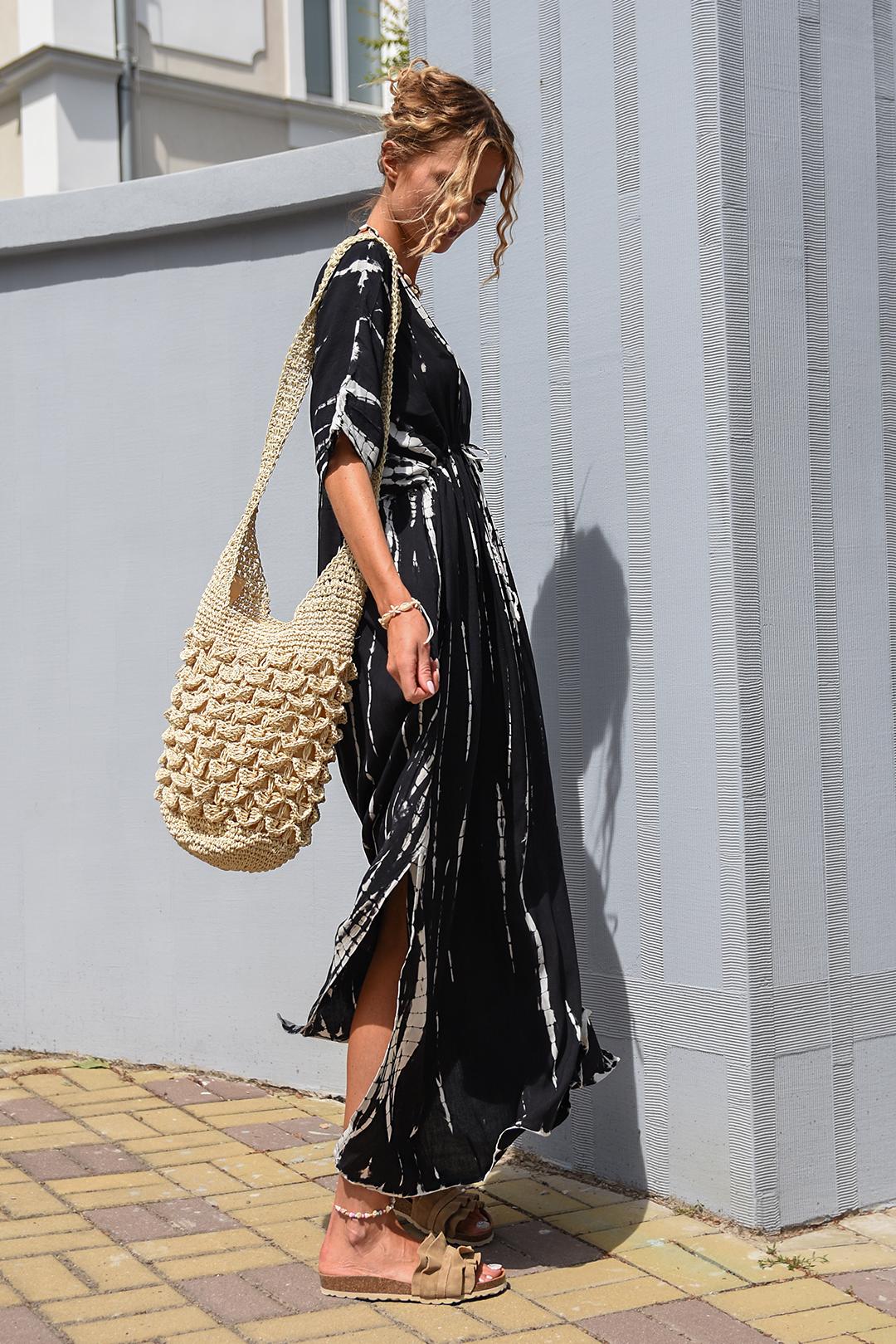 Zarelle | Vestido Largo Relieve Rayas