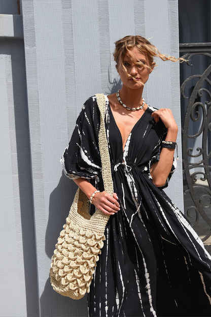 Zarelle | Vestido Largo Relieve Rayas