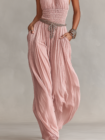 Rosalén | Mono Plisado Elegante Atemporal Cuello Halter