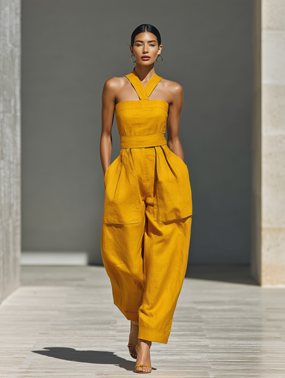 Coralia | Mono Sin Mangas Escote Cruzado y Pantalón Holgado
