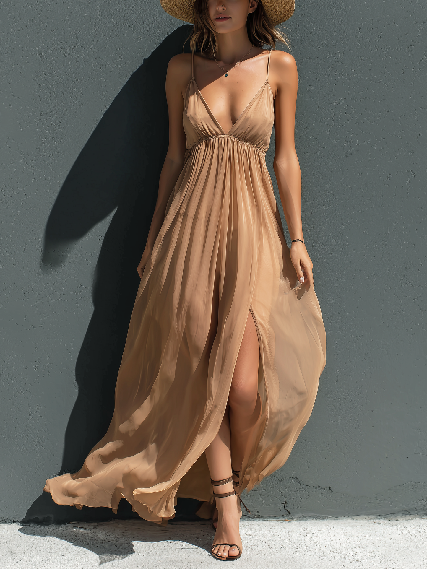 Kalea | Vestido Largo Elegante con Escote en V y Tirantes