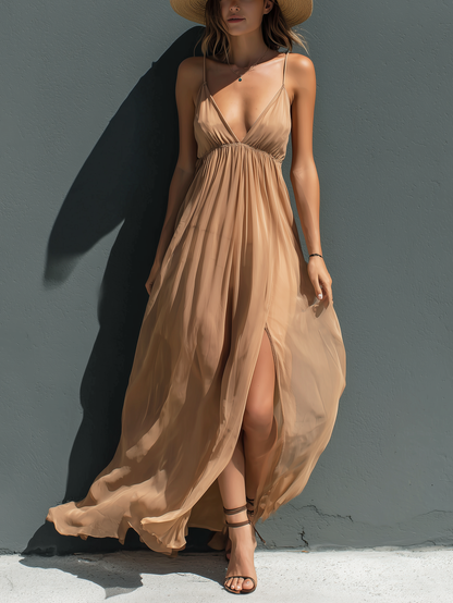 Kalea | Vestido Largo Elegante con Escote en V y Tirantes