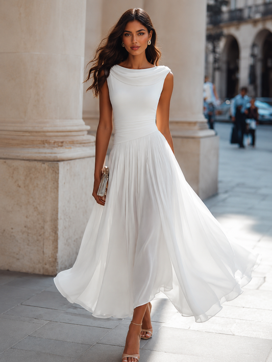 Elarvésse | Vestido Largo Drapeado Elegante