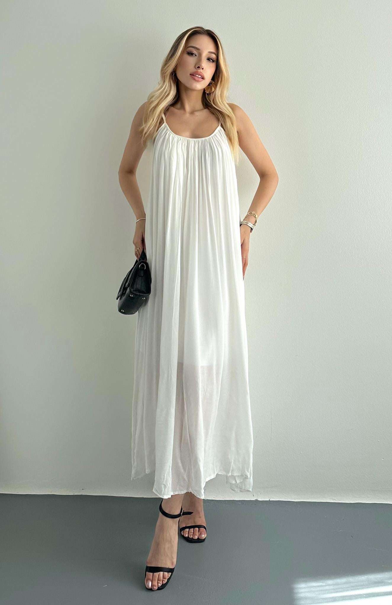 Virelia | Vestido Largo Fruncido Tirantes