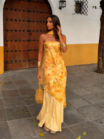 Eloria | Vestido Abstracto Top Palabra Honor