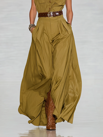 Patricia | Vestido Largo Camisero Manga Corta con Solapa y Botones