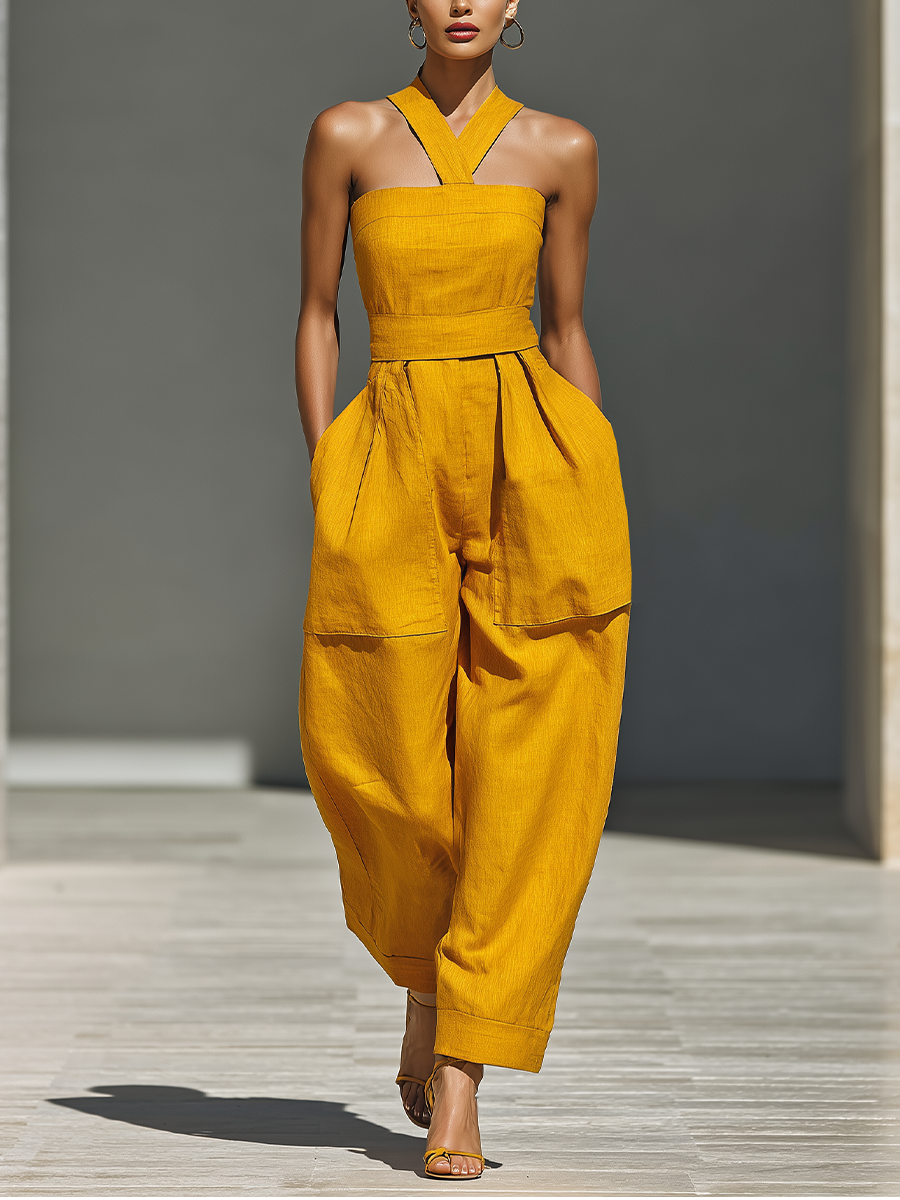 Coralia | Mono Sin Mangas Escote Cruzado y Pantalón Holgado