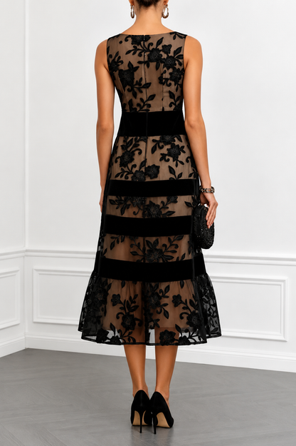 Elviana | Vestido Midi Encaje Escote Barco