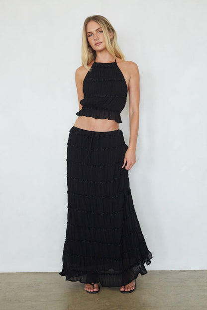 Zenvia | Conjunto Halter Falda Maxi Fruncida