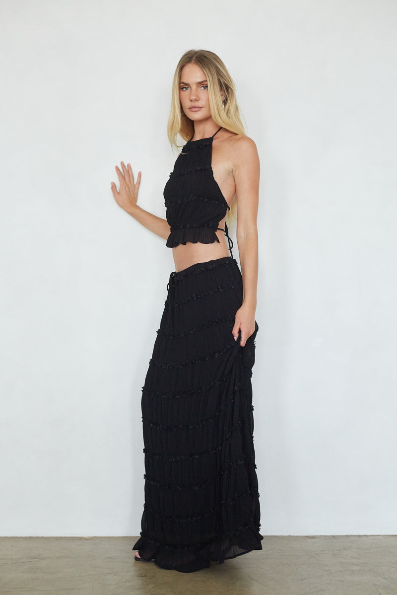 Zenvia | Conjunto Halter Falda Maxi Fruncida