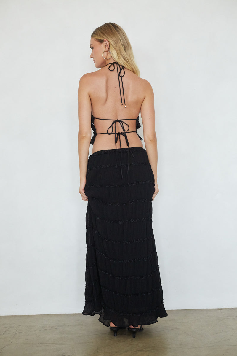 Zenvia | Conjunto Halter Falda Maxi Fruncida