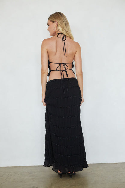 Zenvia | Conjunto Halter Falda Maxi Fruncida