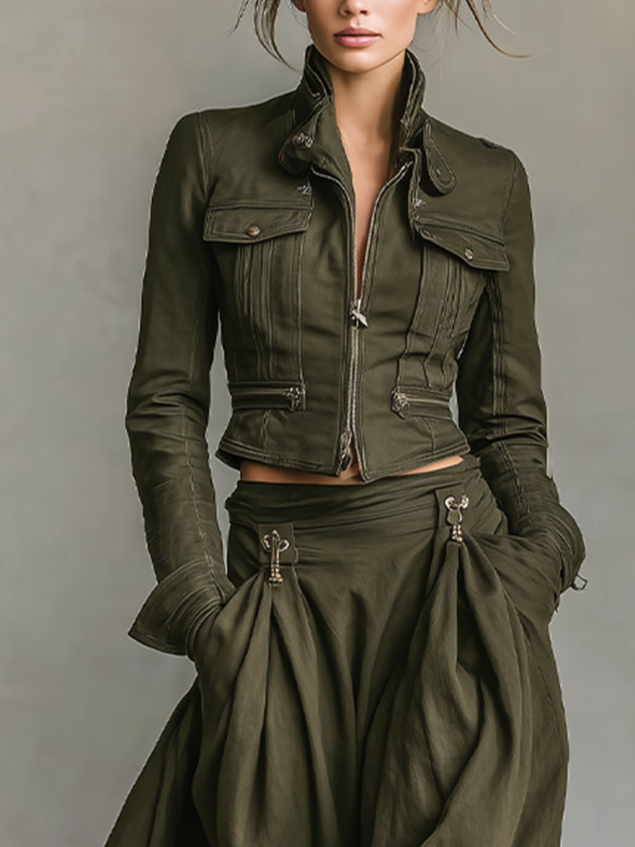 Rebe | Chaqueta Corta Moderna Algodón con Cremallera