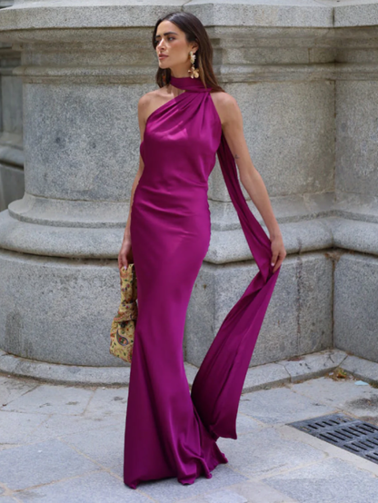 Divani | Vestido Largo Elegante con Capa Sin Mangas