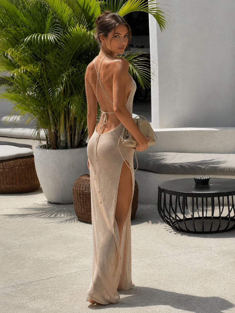 Ravina | Vestido Playa Halter Abertura
