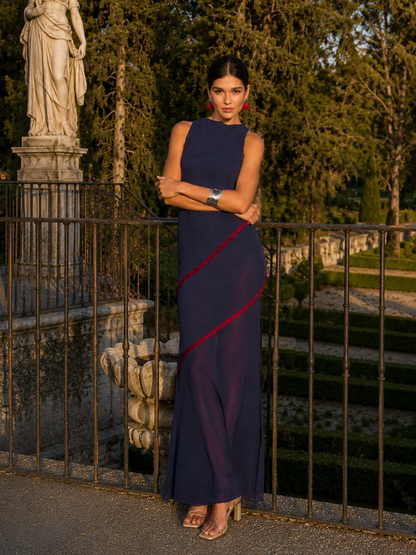 Torina | Vestido Largo Ribete Sin Mangas
