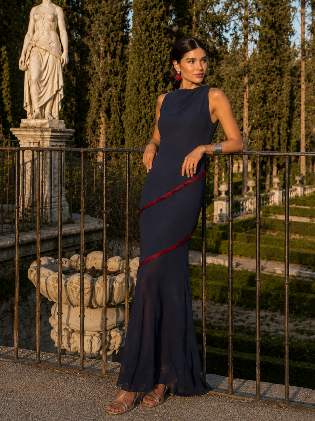 Torina | Vestido Largo Ribete Sin Mangas