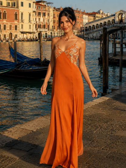 Velarise | Vestido Largo Detalle Lentejuelas