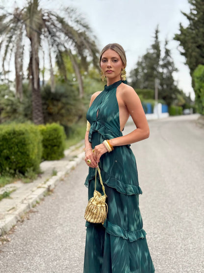 Sorelle | Vestido Halter Volantes