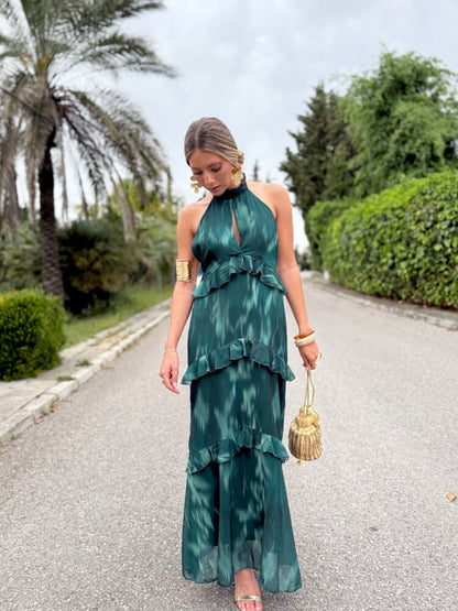 Sorelle | Vestido Halter Volantes