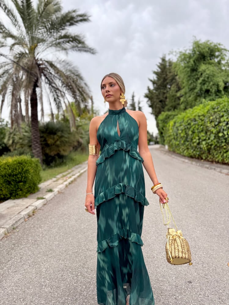 Sorelle | Vestido Halter Volantes