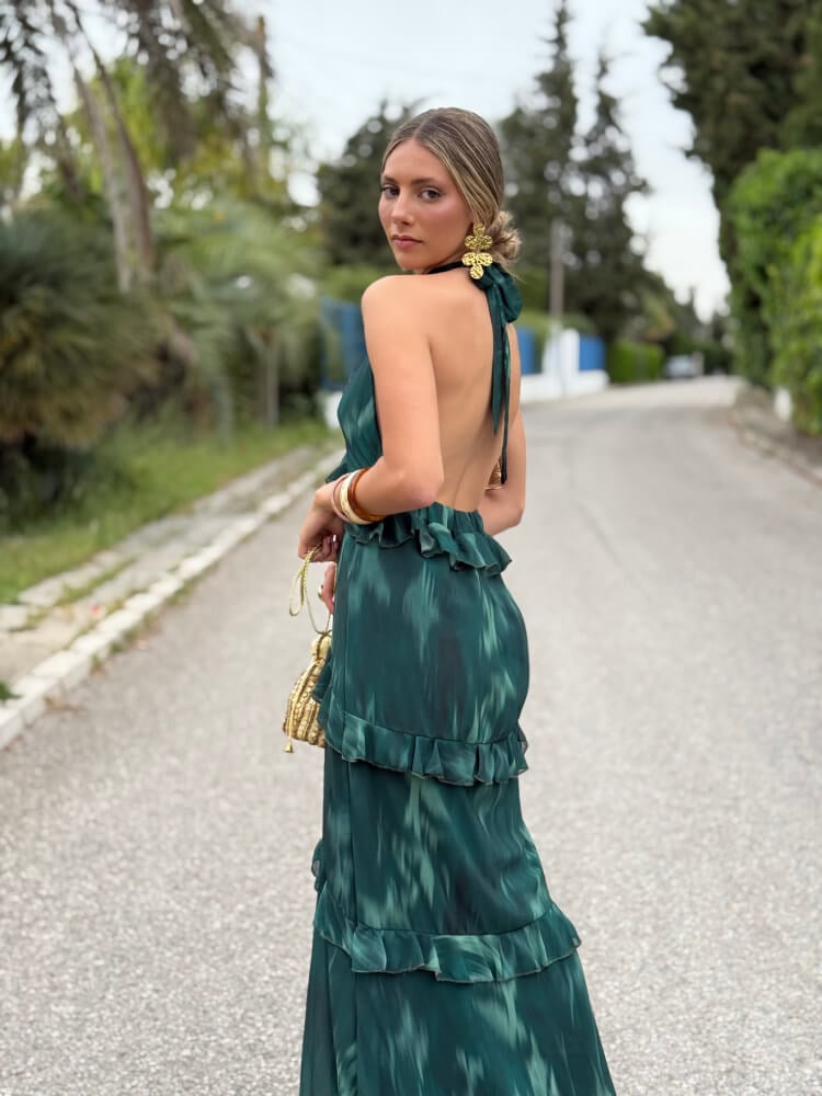 Sorelle | Vestido Halter Volantes