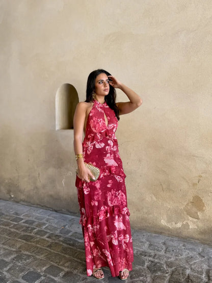 Sorelle | Vestido Halter Volantes