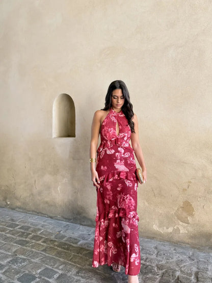 Sorelle | Vestido Halter Volantes
