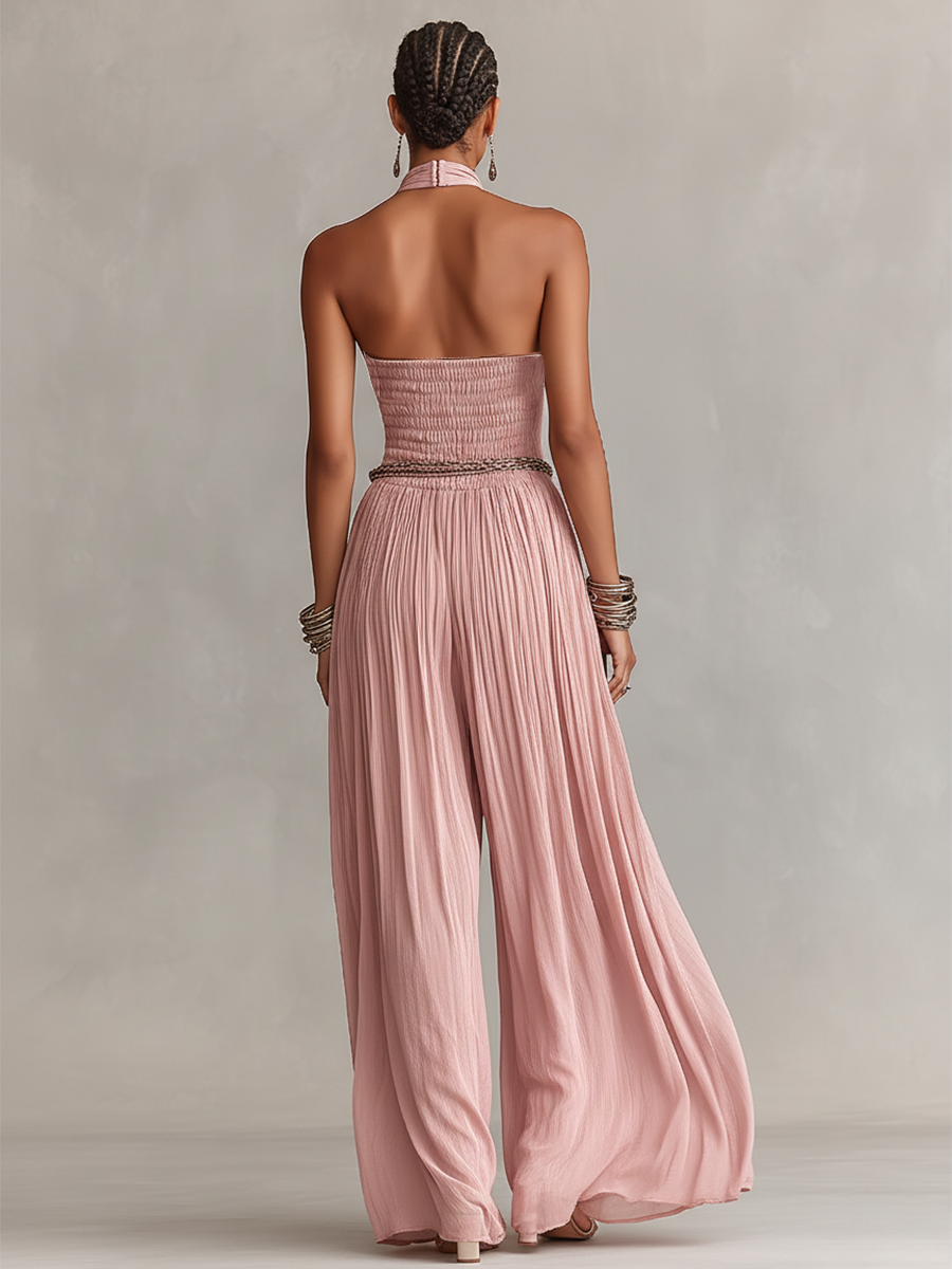 Rosalén | Mono Plisado Elegante Atemporal Cuello Halter