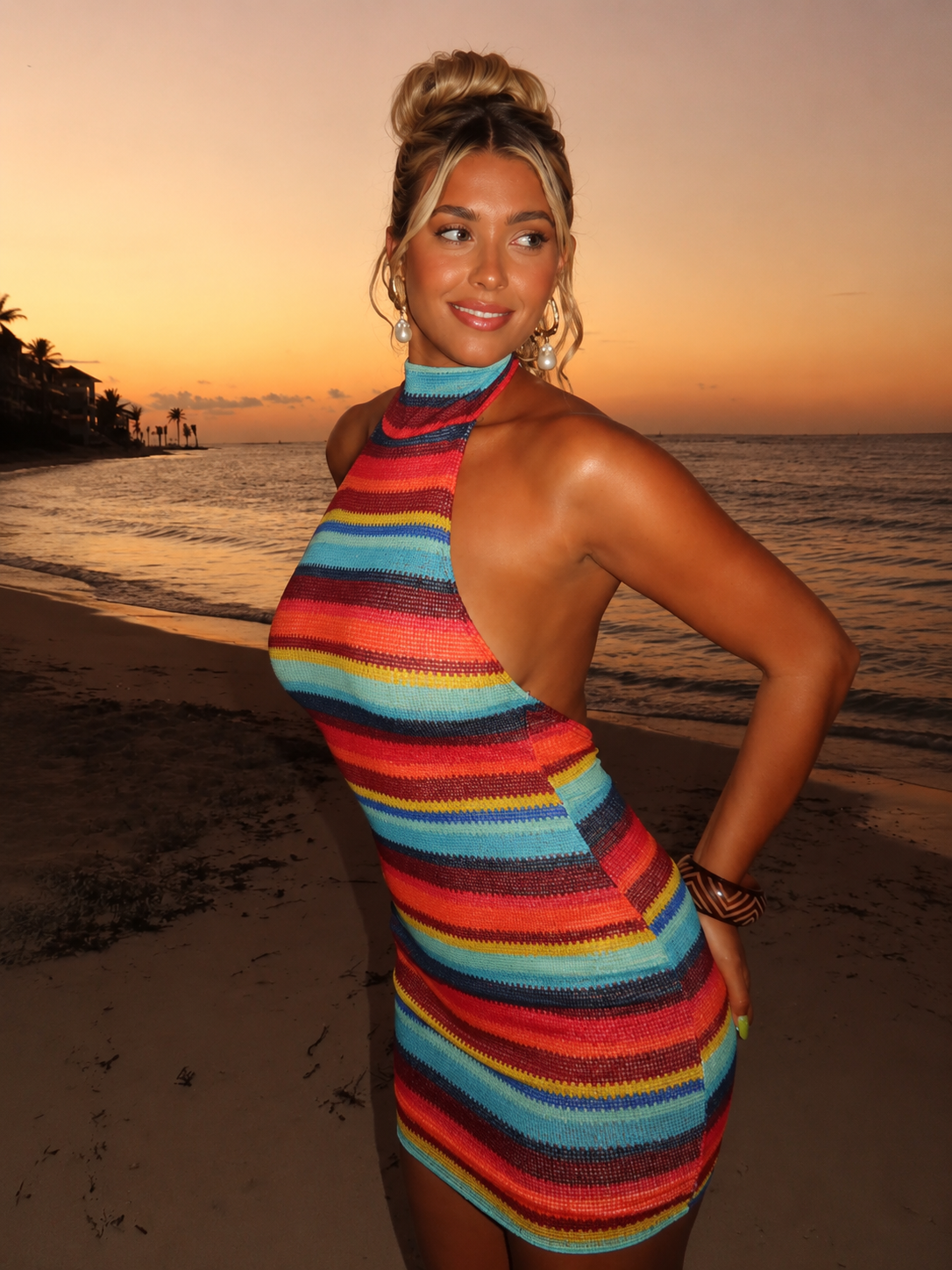 Zyrelisse | Mini Vestido Halter Rayas